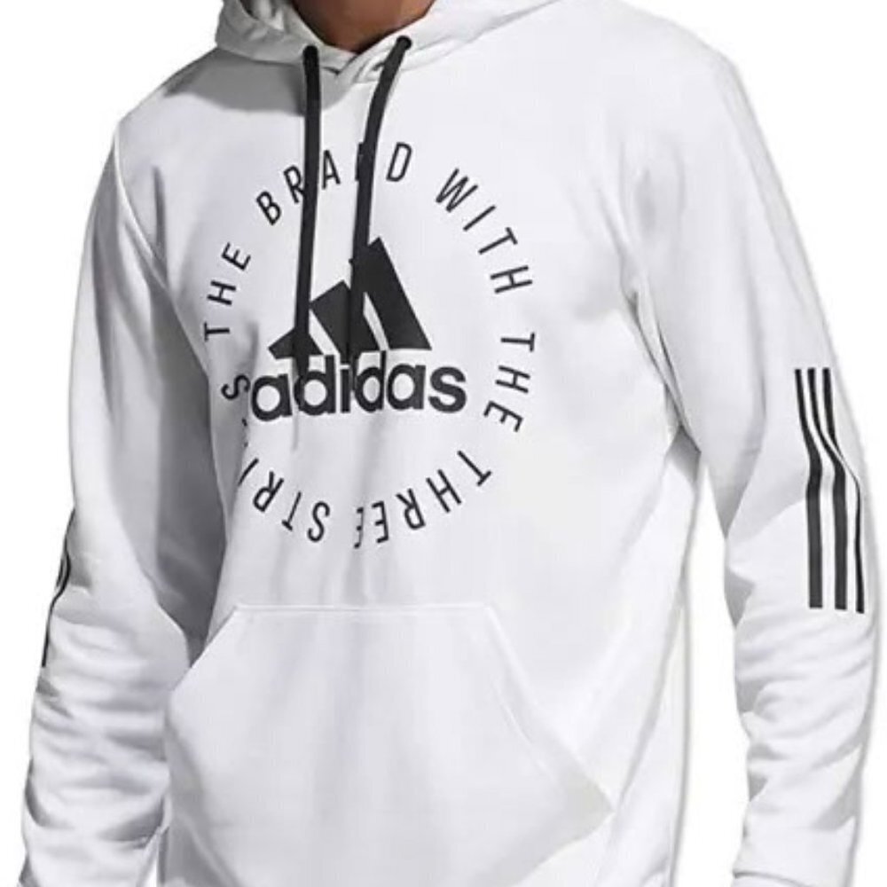 adidas Sport ID Pullover Hoodie White Black Graphic Size M - Picture 2 of 11